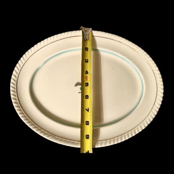 Vintage Johnson Bros Old English Rimmed Oval Platter Feather Fleur Du Lis - Picture 3 of 6